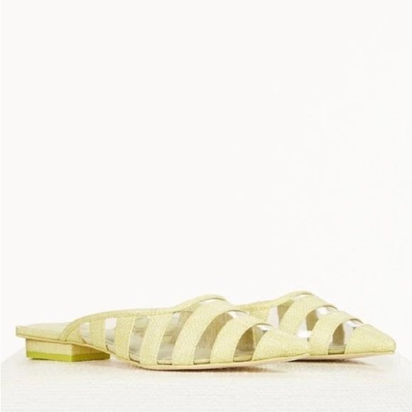 Cult Gaia Femi Flat Pointy-Toe Slip-On Mules Moss Size 37